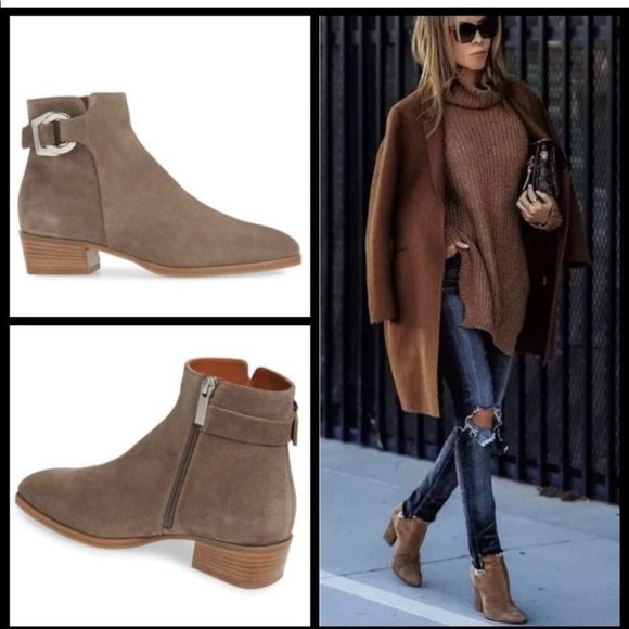 E U C! Aquatalia Faria Taupe Suede Weatherproof Ankle Bootie S : 6 BARELY WORN - Picture 14 of 14